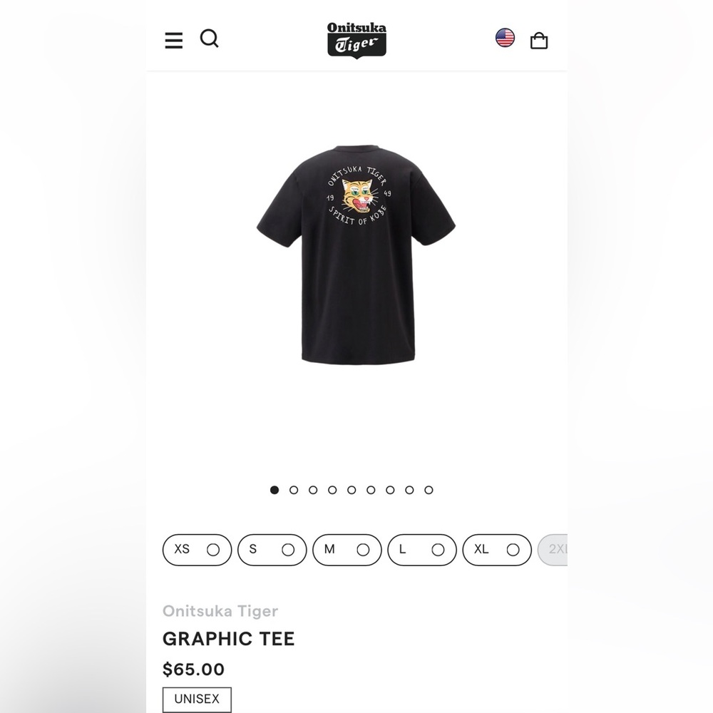 Onitsuka tiger graphic tee - black - large NWT